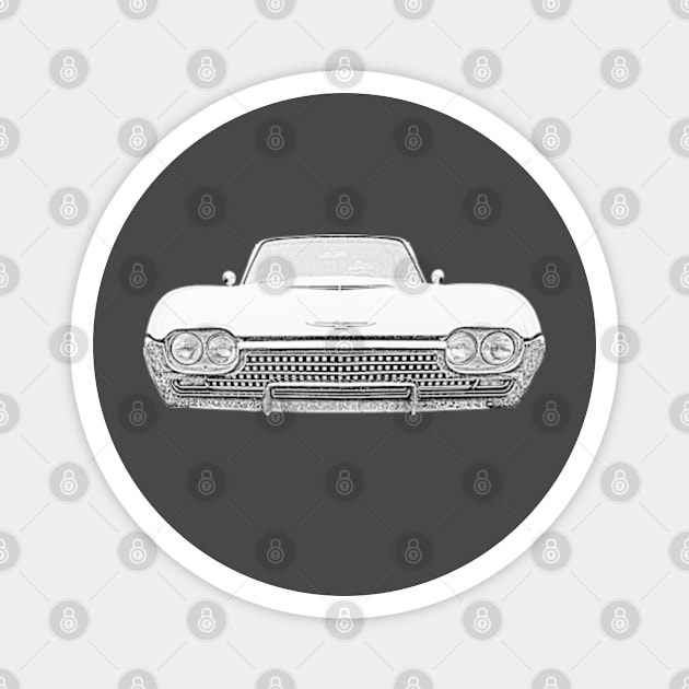 Ford Thunderbird 1962 American classic car monochrome Magnet by soitwouldseem